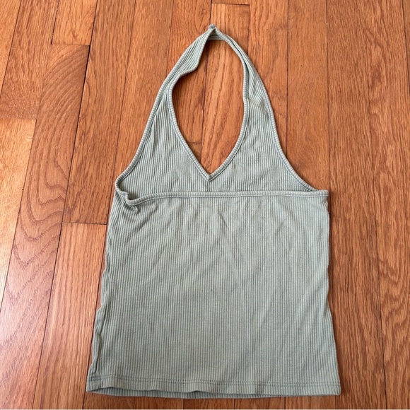 American Eagle Light Green Ribbed Knit Halter Top Women’s Size Small - Picture 3 of 5